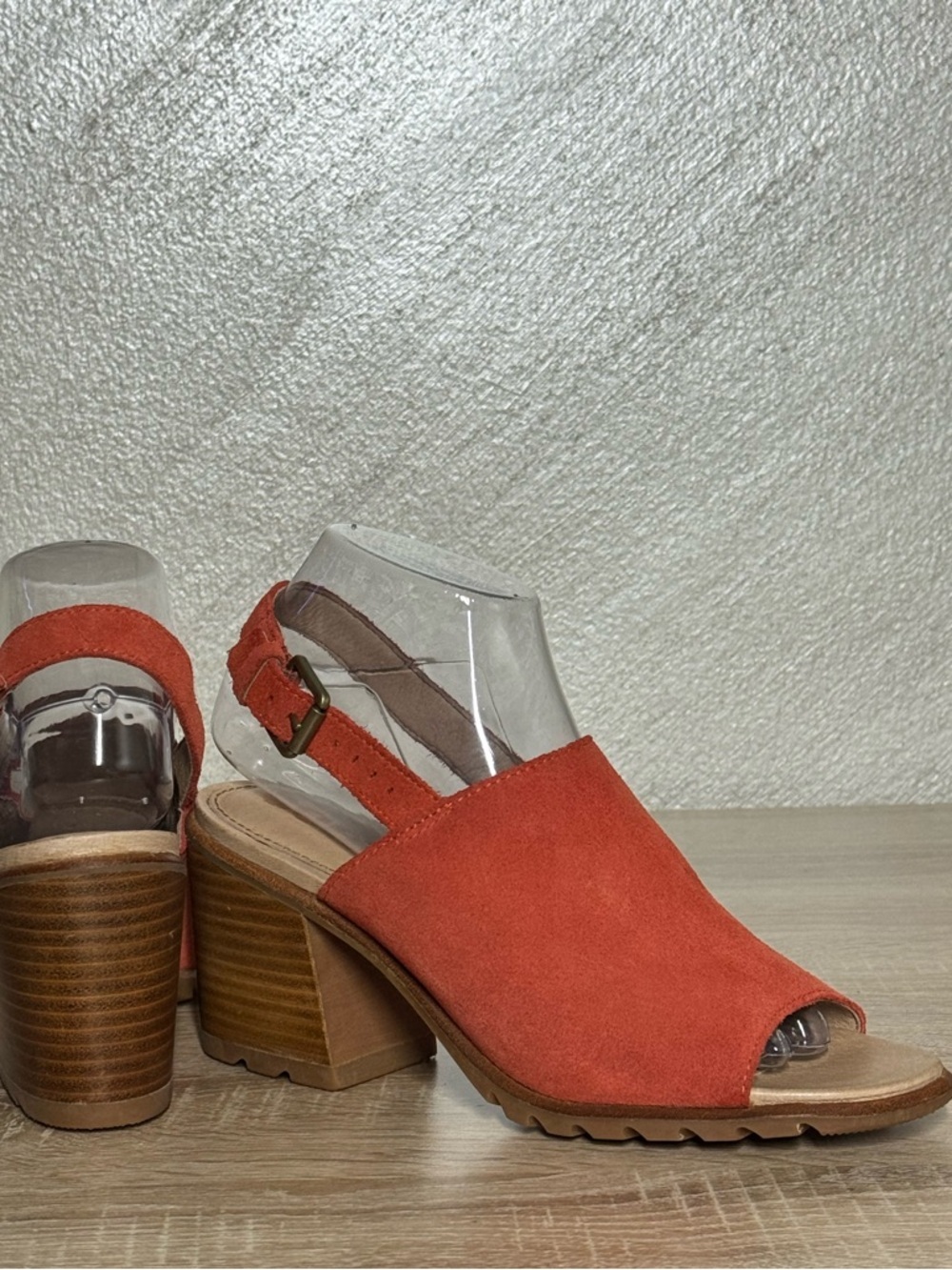 Sorel Nadia Size 7.5 Orange Suede Slingback Block Heel Chunky Sandals - Picture 12 of 12